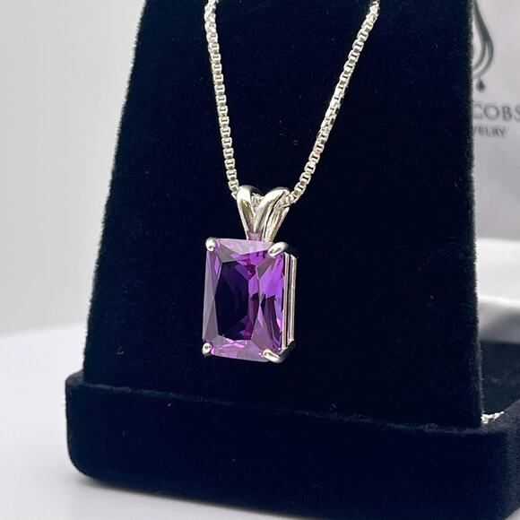 Gorgeous 8ct Emerald Cut Alexandrite Necklace Color Change Alexandrite Sapphire - Picture 3 of 6